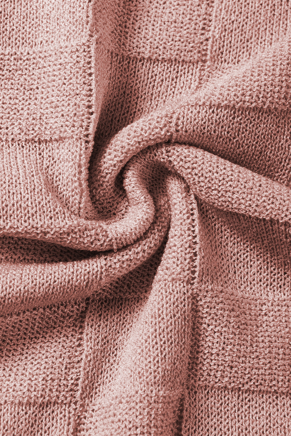 Pull à manches courtes en tricot texturé en treillis rose poussiéreux