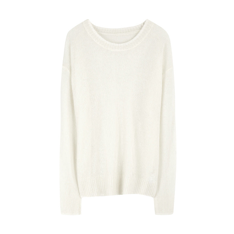 Pull en laine simple pour femme Mohair tricoté en vrac