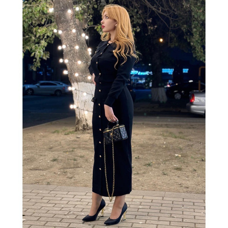 Spring And Autumn Elegant Chic Pleated Lapel Woolen Skirt Suit