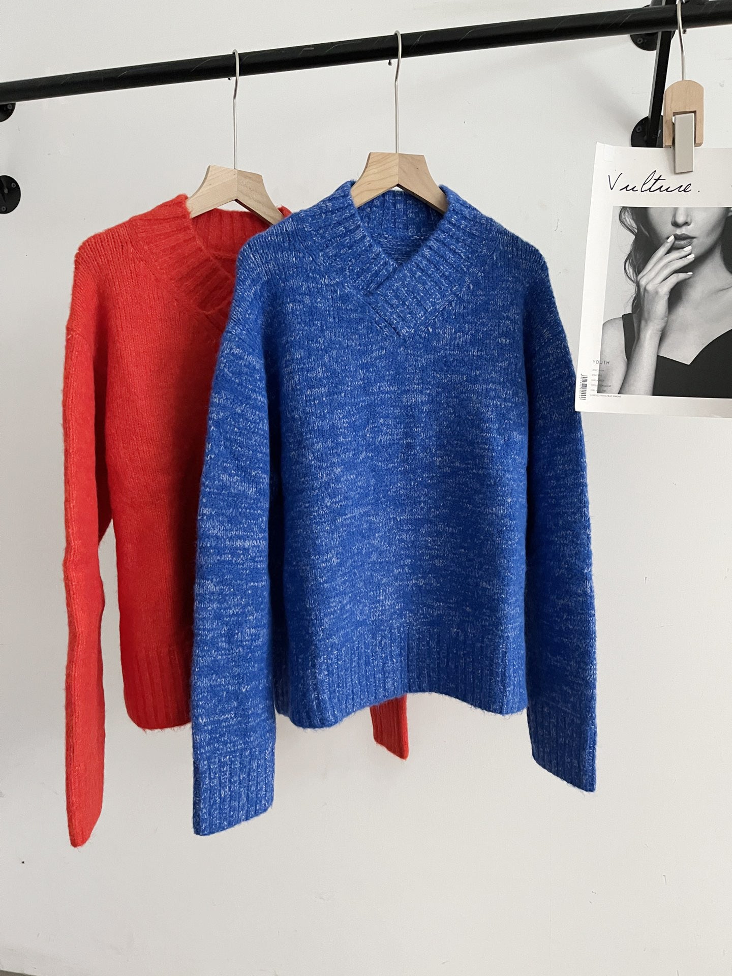 Pull tricoté en laine mélangée, mi-hauteur, col en v, pour femmes, automne et hiver