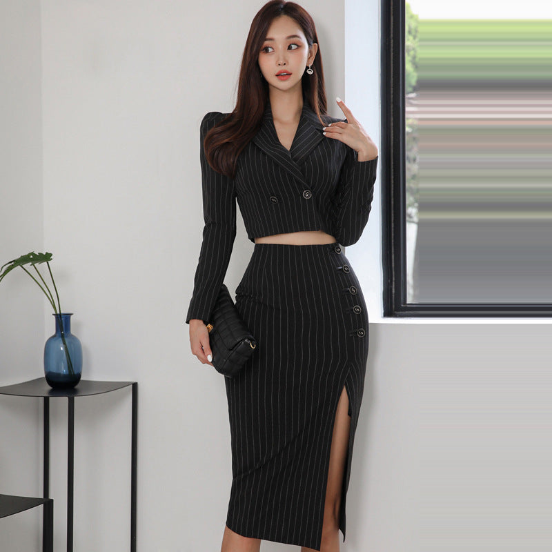 Women's Hip Stripe Skirt Suit