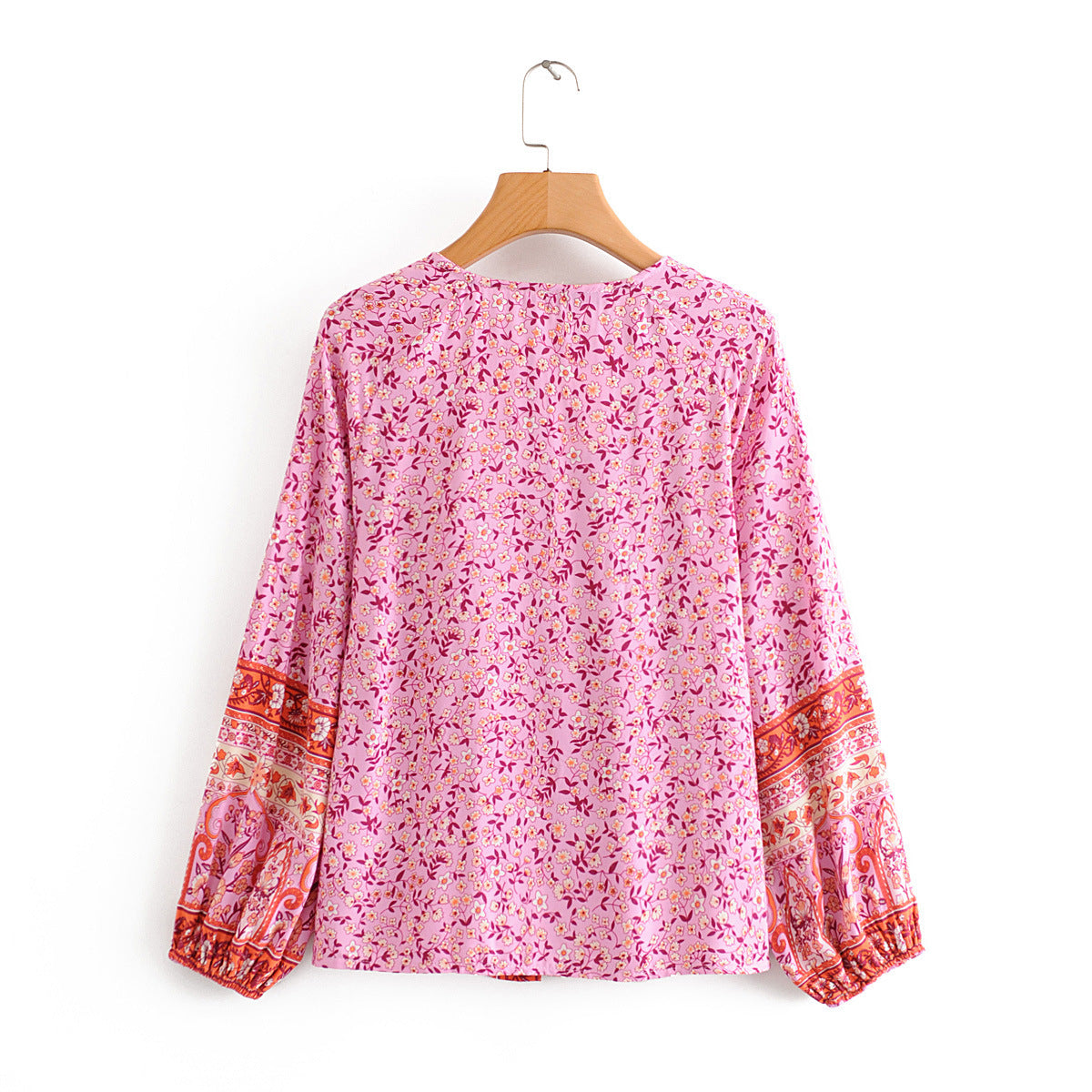 Chemise à manches longues à fleurs violettes pour femmes, printemps