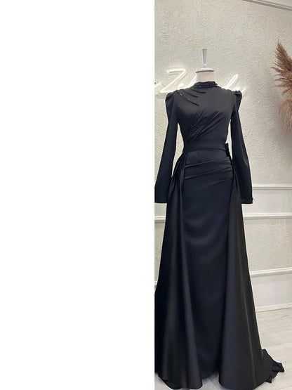 Muslim Stand Collar All-inclusive Long Sleeve Detachable Evening Dress