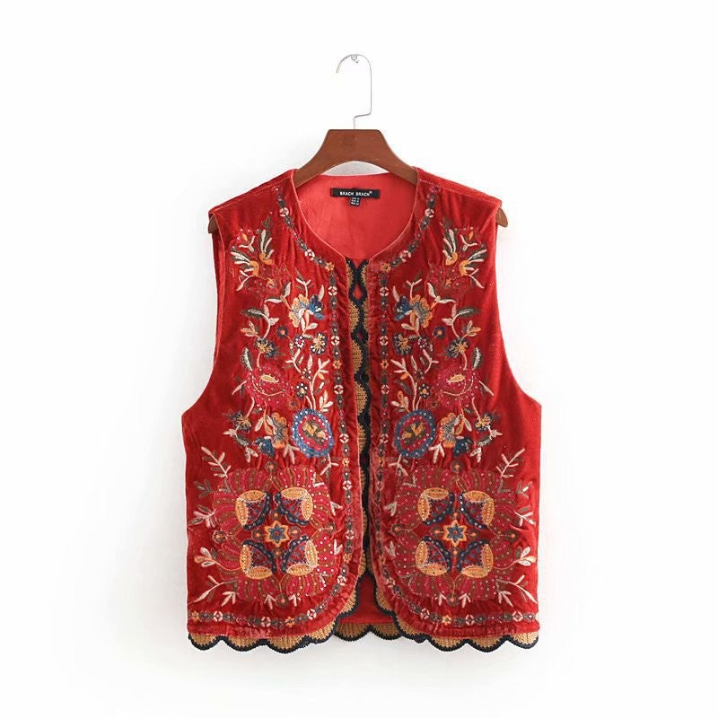 Cross-border Fashion Women's Wear Spring Ethnic Style Sequined Embroidery Vest Jacket