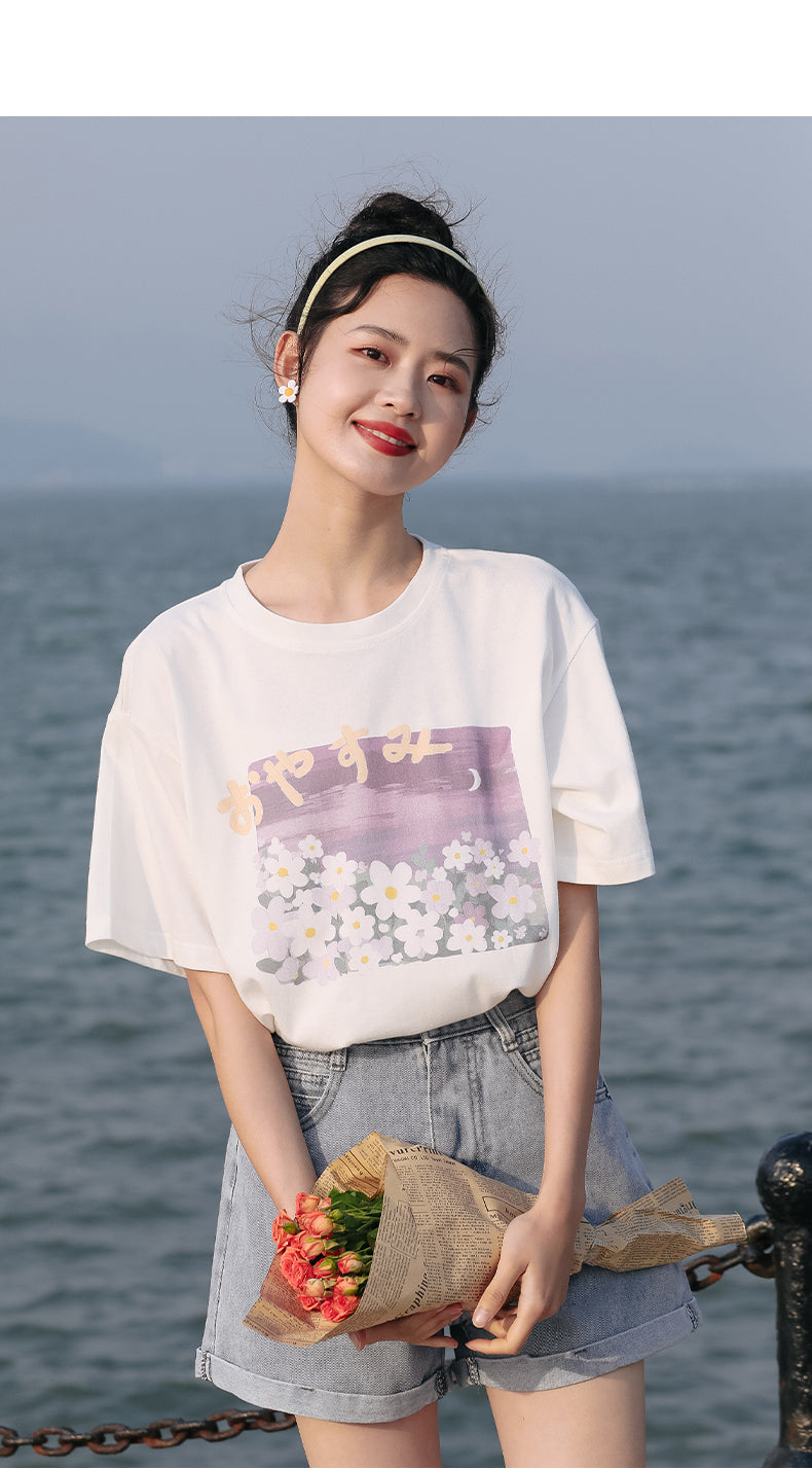 Loose Japanese Design Niche White Top