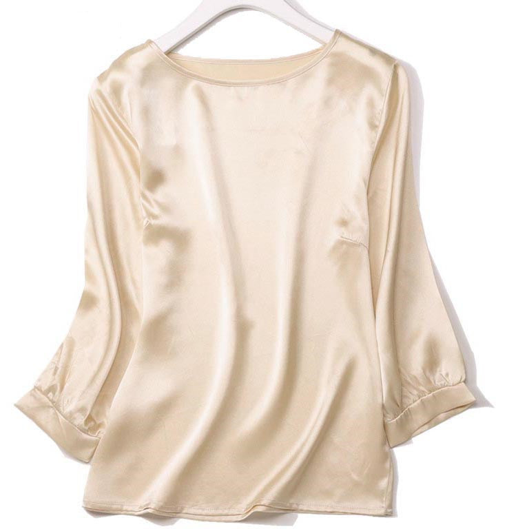 Chemise en satin brillant avec perles de soie et ver à soie haut de gamme