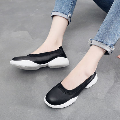 Women's Leather Low-cut Non-slip Soft Bottom Casual Flat Shoes