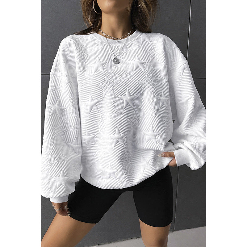 Pull ample décontracté à col rond pour femme