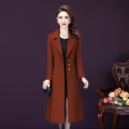 Overknee Mid-length Temperament Coat Female Slim Fit Woolen