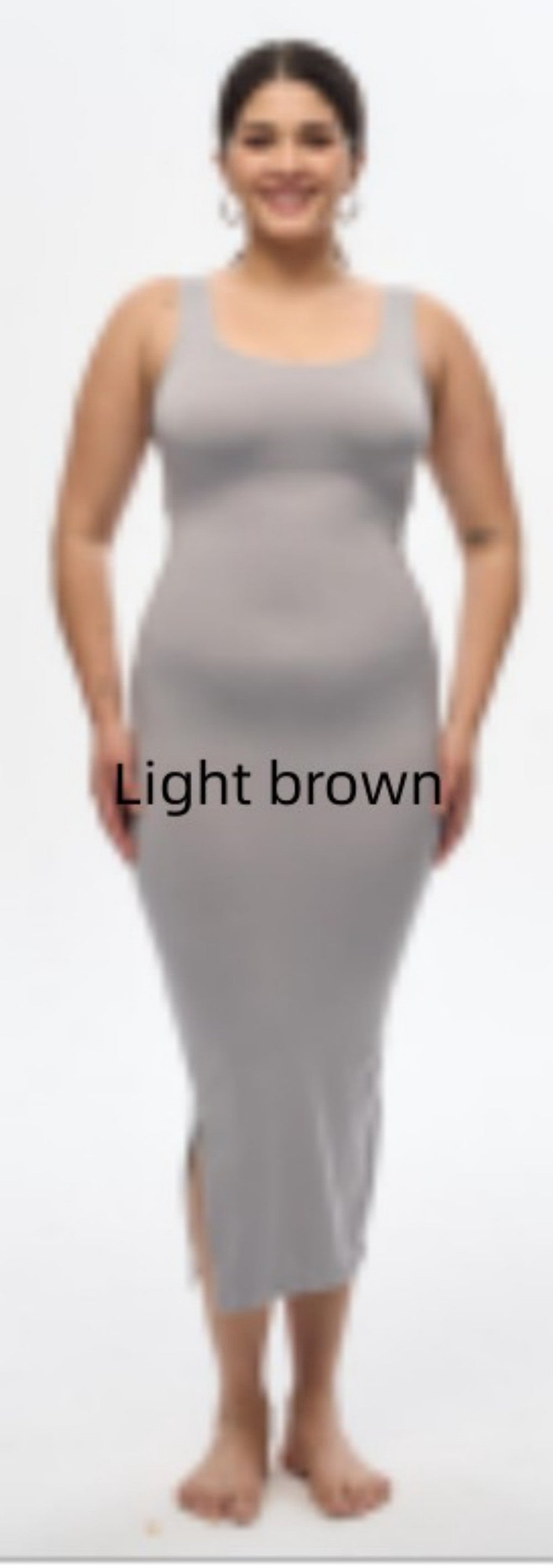 Ladies Wearing A Square Neckline Shapewear Dress On Both Sides