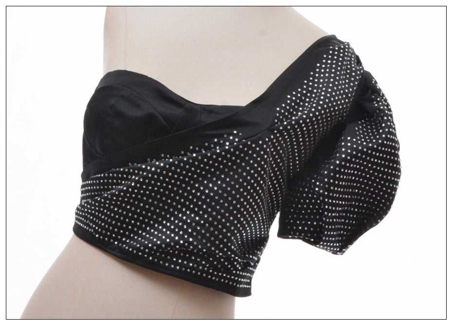 Hot Diamond Bubble Sleeve Oblique Shoulder Bra Bottom Versatile Top Female