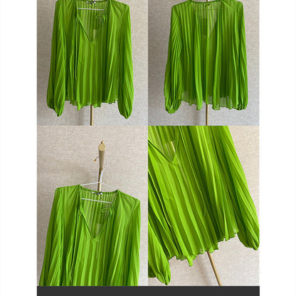 Camisa de manga larga verde Blusa Niche