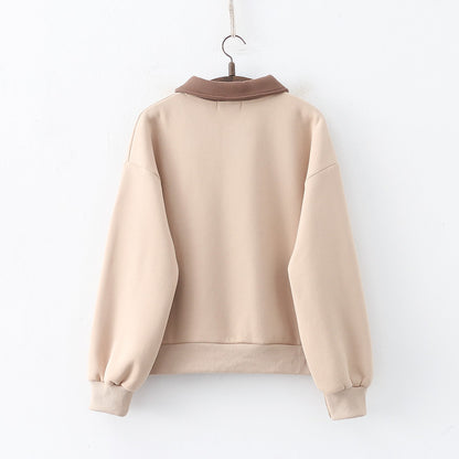 Japanese College Style Cartoon Wool Dog Fleece-lined Thickened Pullover Long Sleeve Sweater