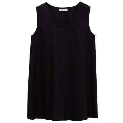 Women's Pure Linen V-Neck Sleeveless Tank Top