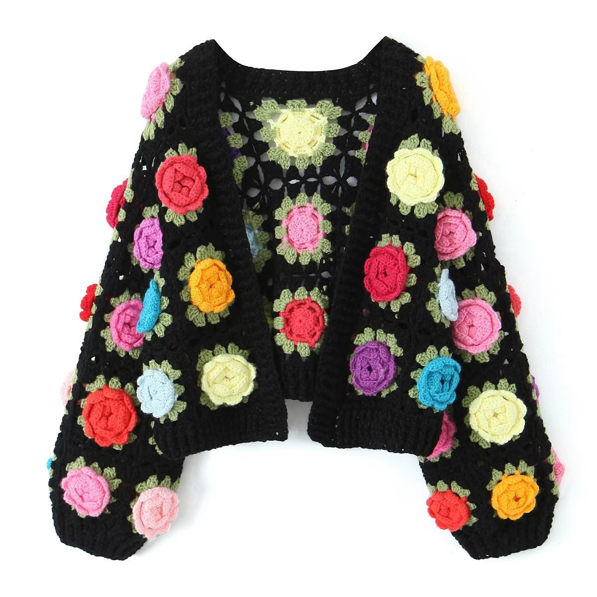 Niche Heavy Industry Manual Flower Cutout Crochet Coat Sweater Women's Sweater