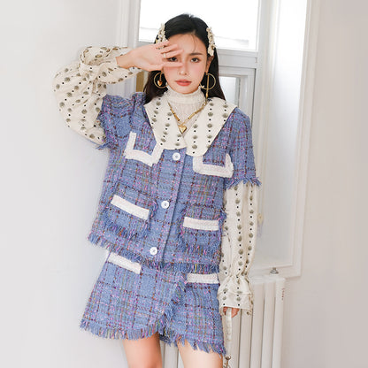 Women's Loose-fitting Floral-color Coat With Printed Stitching And Tassels