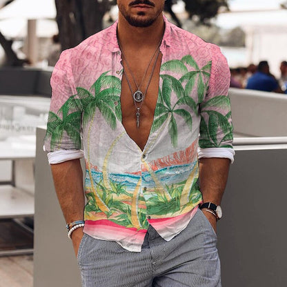 Chemise pour hommes à imprimé floral romantique de vacances