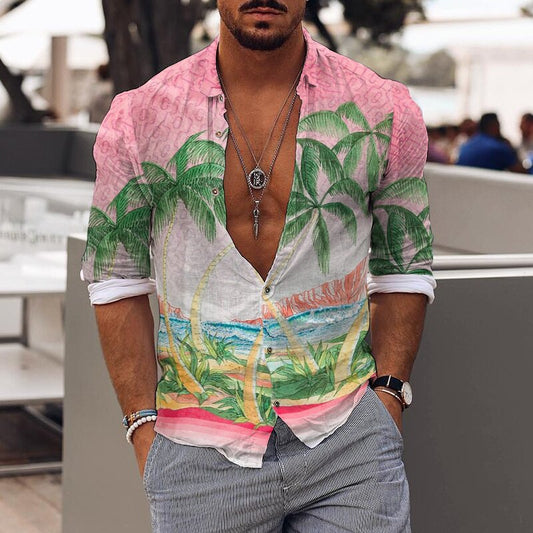 Holiday Romantic Floral Print Men's Shirt