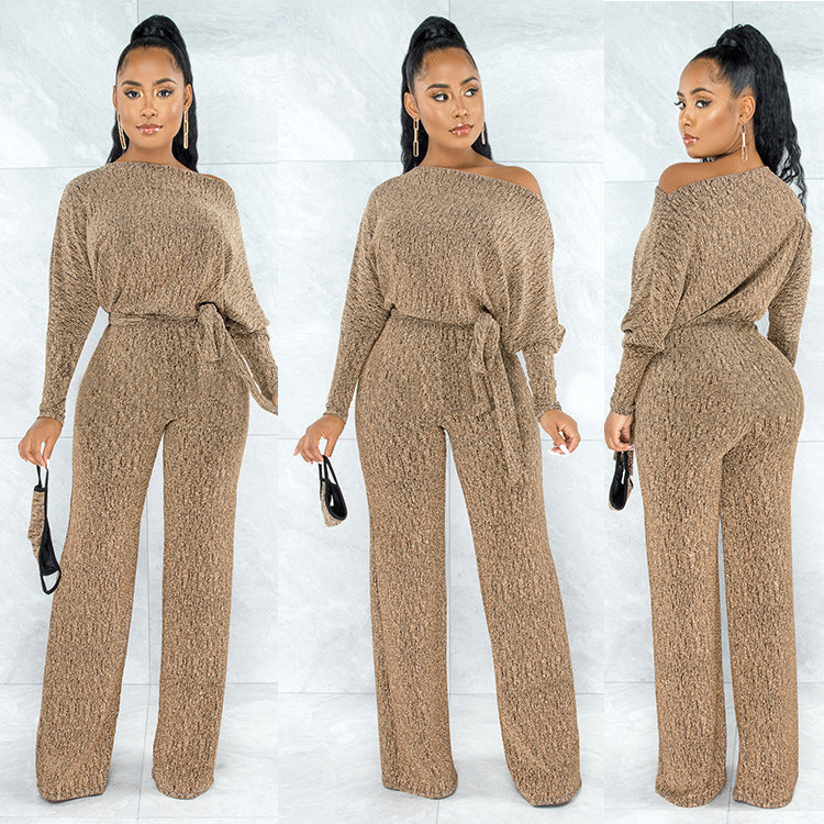 Ladies Fashion High Stretch Loose Jumpsuit