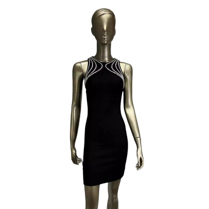 Women's Round Neck Sleeveless Drill Chain Tight Dress