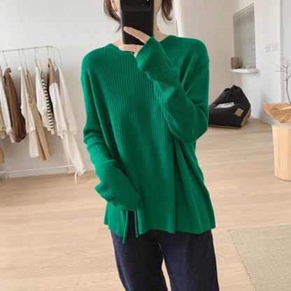 Split Pullover Long Sleeve Cashmere Sweater