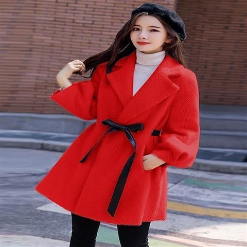 Abrigo de lana de talla pequeña, suelto, grueso y de estilo coreano nuevo para mujer, otoño e invierno