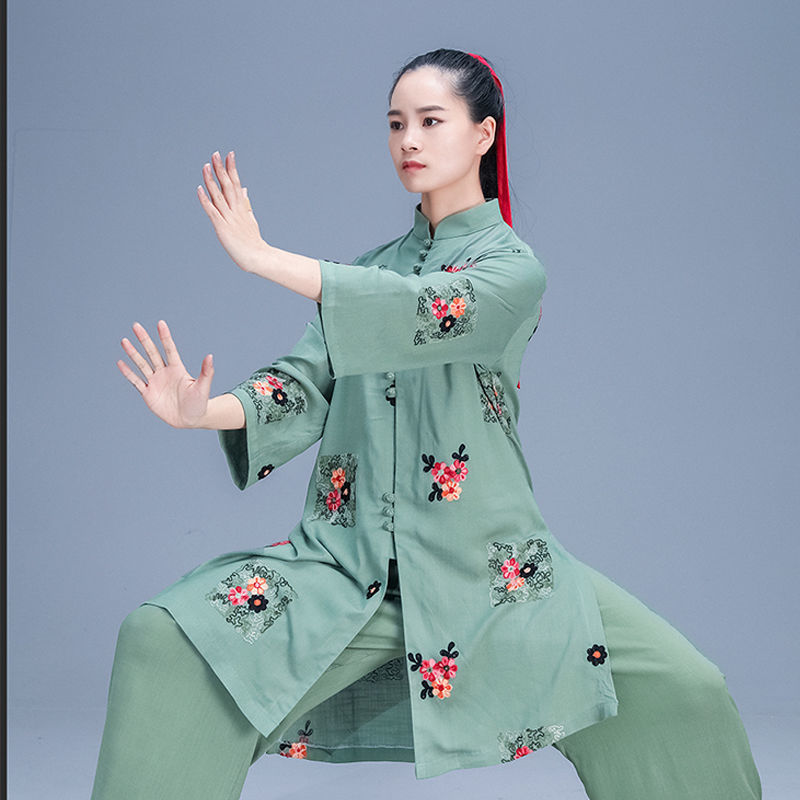 Traje Tai Ji para mujer, traje Tang Retro para práctica de artes marciales chinas, Top