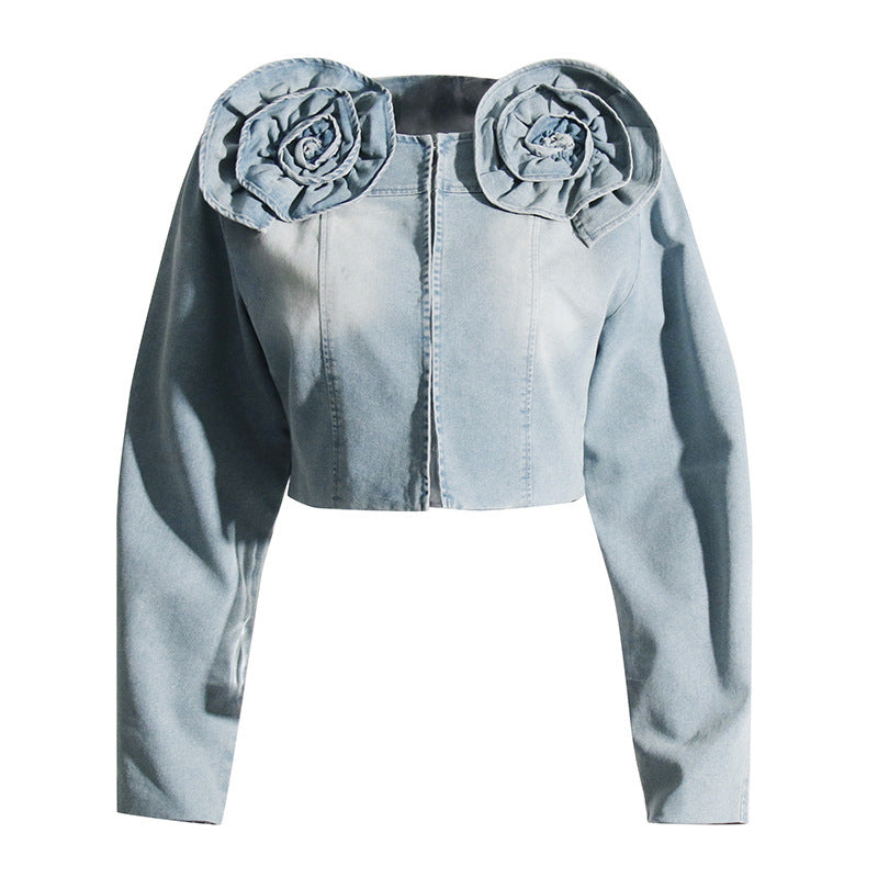 Design Long Sleeve Three-dimensional Decoration Denim Clothing