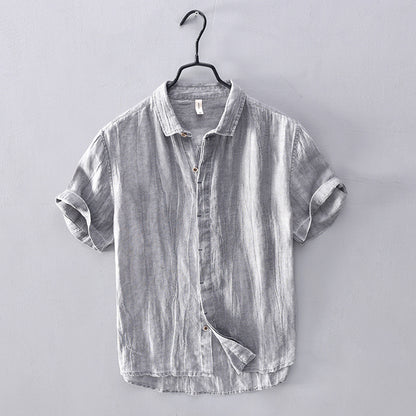 Men's Chinoiserie Vintage Pleated Linen Shirt