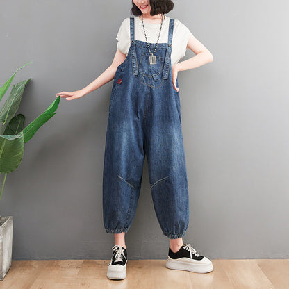 New Plus Size Women's Loose And Slim Denim Overalls