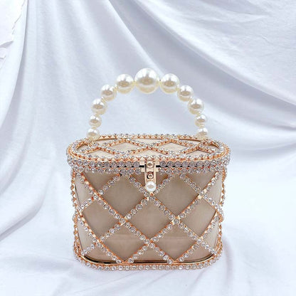 Women's Dinner Party Trendy Diamond Hollow Trendy Basket Bag