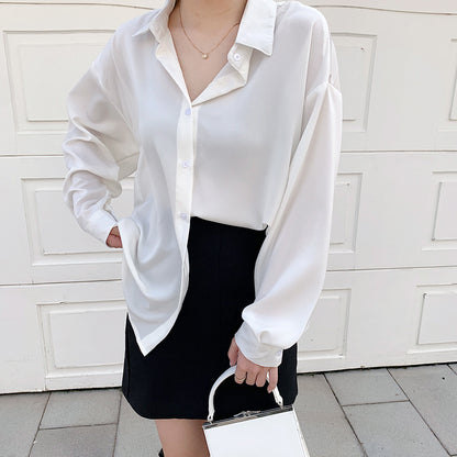 Solid Color Long-sleeved Loose Shirt Blouse Design Drape