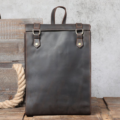 Personality Cowhide School Bag Leather Retro Men