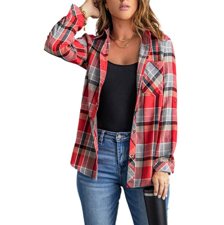 Loose Cardigan Lapel Casual Long-sleeved Shirt