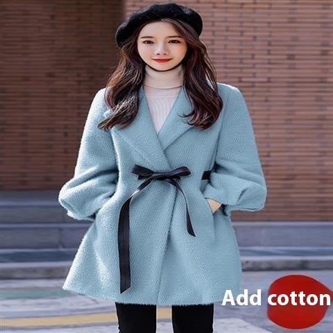 Women's Autumn And Winter New Korean Style Loose Thick Temperament Small Size Woolen Coat