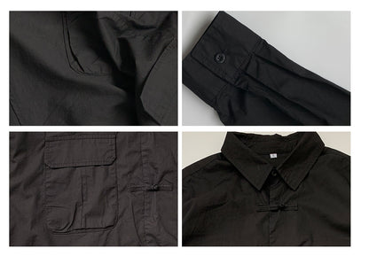 Chemise noire rétro chinoise, ample et Simple, nouvelle collection d'automne