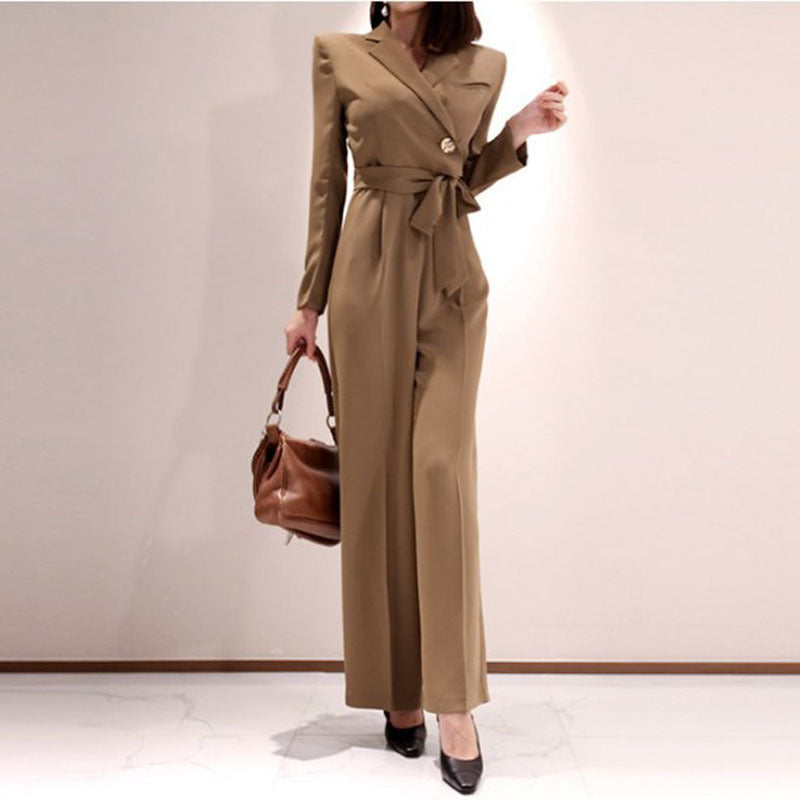 New Ladies Fashion Long-sleeved Women's Temperament Slim Jumpsuit