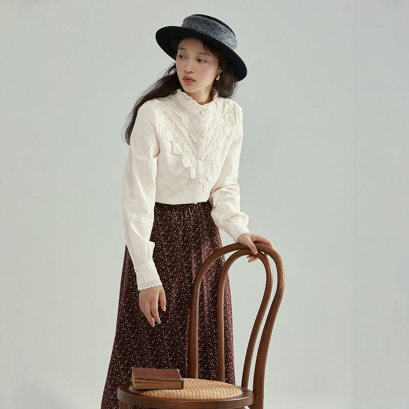 Long-sleeved Lace Shirt Temperament All-match Slimming Bottoming Shirt Top