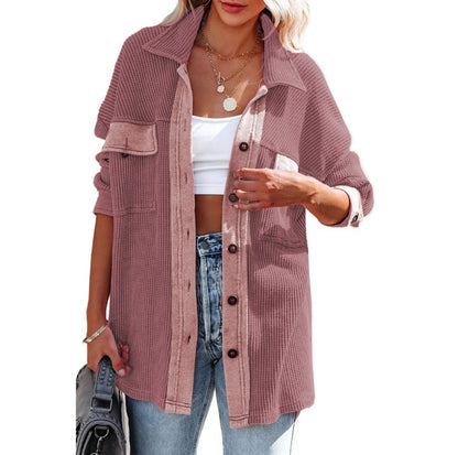 Women's Loose Solid Color Long-sleeved Shirt Jacket