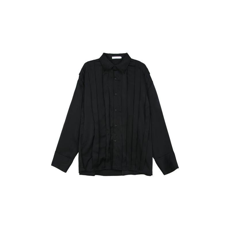 Small Pleated Texture Design Lapel Shirt