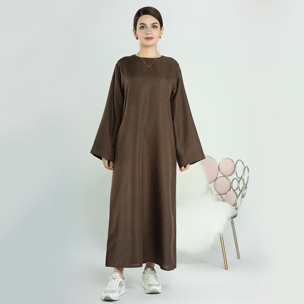 Robe décontractée de couleur unie de Dubaï pour femmes