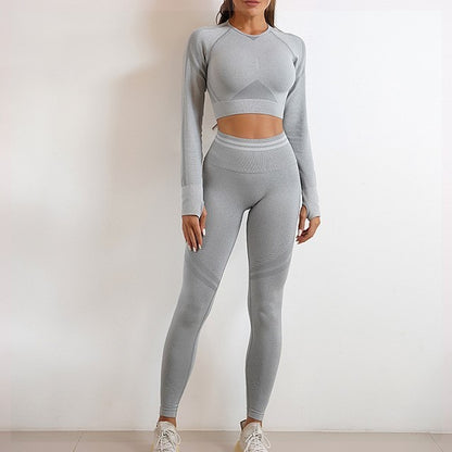 Conjunto deportivo sin costuras para mujer, conjunto de entrenamiento, pantalón de yoga con botín