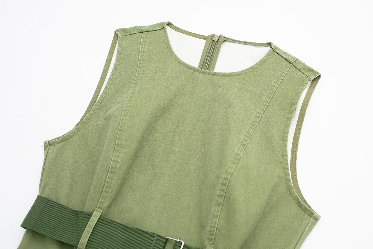 Salopette femme vert armée gilet sans manches robe fille chaude