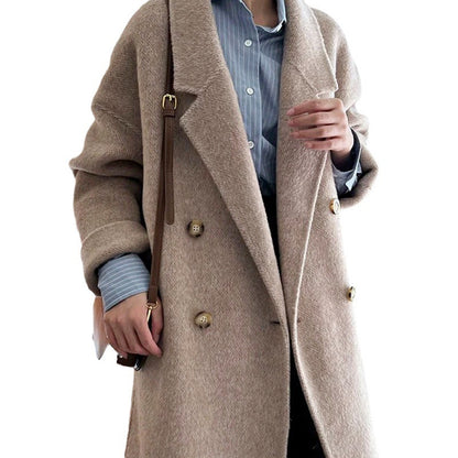 Women's Simple All-match Baby Camel Velvet Double-sided Wool Overcoat