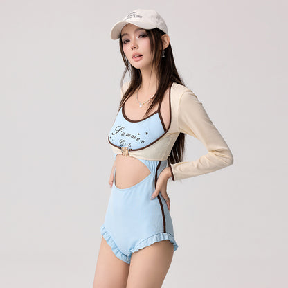 Korean Style Women's One-piece Two-piece Suit Waist