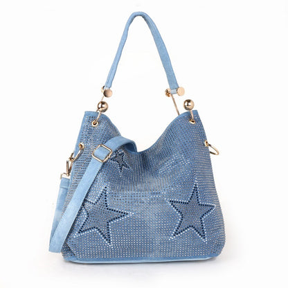 Fashion One-shoulder Messenger Portable Bucket Bag Denim Canvas