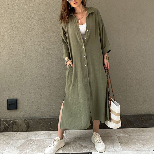 Long Shirt Style Dress With Loose Fit