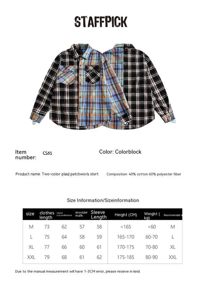 Japanese Trendy Spliced Plaid Blouse CS51