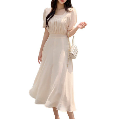 Women's Fashion Solid Color Chiffon Dress