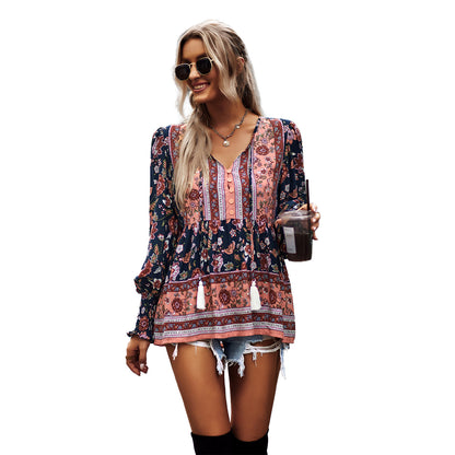 Long Sleeve Versatile Top Four Seasons Bohemian Women